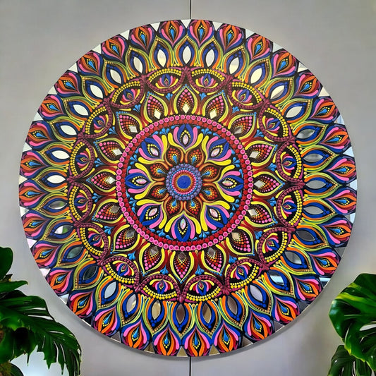 Round Mandala-1 (on 18 inches) - Painted on Woodbase